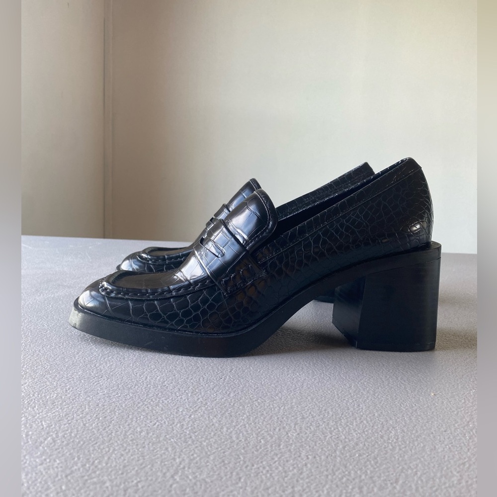 Zara Block Heel Croc Loafers - Picture 2 of 6